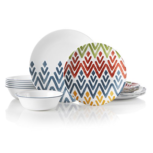 Corelle 18Piece Service for 6, Chip Resistant, Zamba Dinnerware Set, Model18Piece Dinnerware