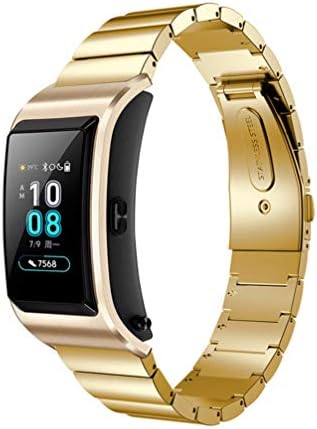 REPOO Compatible Huawei Talkband B5 Bands, 18mm Adjustable Breathable 316L Stainless Steel with One-Bead Slingshot Buckle Replacement Sports Watchband for Huawei B5