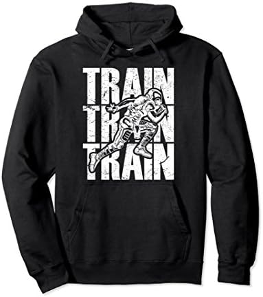 Unisex Train Train Train Football Motivational Hoodie Mens Womens 2XL Black