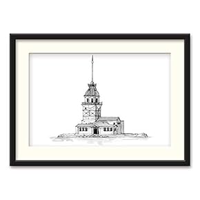 Black Framed Canvas Wall Art Architectural Drawing Home Artwork Decoration for Living Room, Bedroom - 23x31 inches