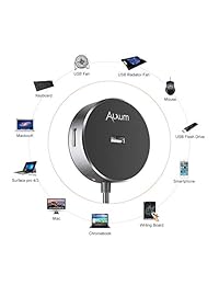 Alxum [Ultra Slim 4-Port USB 2.0 Data Hub Built-in 120CM & 60CM Long Cable Negro & Blanco