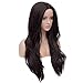 Tsnomore 24 Inches Loose Curly Wavy Dark Brown Yaki Middle Part Women Wig