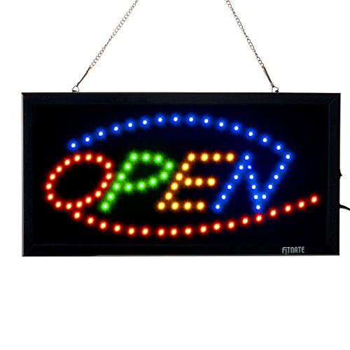 Open sign, fitnate led neon business open sign bright a…