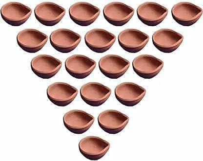 Oil Lamps & Accessories - EXPORT STORE Hand Mada Indian Clay Diwali Diya/Earthen Clay Diya/Mitti Ka Diva/Diya Set for Home Indoor Outdoor Diwali Decoration Pottery (Pack of 21)(Height: 0.94 inch)