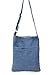 HOXIS Portable Travel Two Pocket Soft Denim Cross Body Womens Shoulder Bag Pouch (Blue)