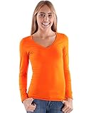 Orange Ladies V-neck Long Sleeve T-Shirt