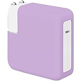 LCMOCICO Ultra-Thin Soft Silicone 70W Power Adapter Sleeve Protective Case for 2022 2023 2024 Apple MacBook Air 13.6 inch M3 M2 Air 15 inch Por 14 M3 A2992 A2918 (70W) Charger Cover Case, Pink Purple
