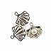 JulieWang 40pcs Antiqued Pearl in Shell Conch Charms Pendants for Jewerly Making (Antiqued Silver)