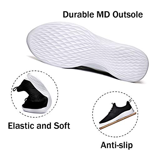 DierCosy Gym Shoes for Men Tennis Shoes Lightweight Non Slip Sneakers Mens Slip-On Shoes Athletic Running Walking Shoes Black 9.5