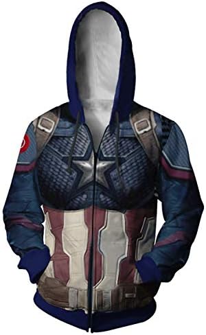 Mutrade Mens Captain Hoodie Halloween Cosplay 3D Print Jacket Sweatshirt