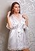 Womens Bridal White Satin Robe with 'Bride' Print on Back for weddings (Large)