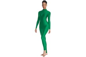 OVIGILY Adult High Neck Long Sleeve Dance Unitard for Women Bodysuits Full Body Leotard Spandex Catsuit