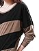Allegra K Lady Batwing Sleeves Color Block Blouson Tunic M Light Coffee