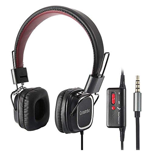 Conambo CQ4 Active Noise Cancelling Headphones, On Ear Wired Headphones w/Mic, Foldable, Strong Bass, Lightweight Superior Comfort for Airplane Travel, Office