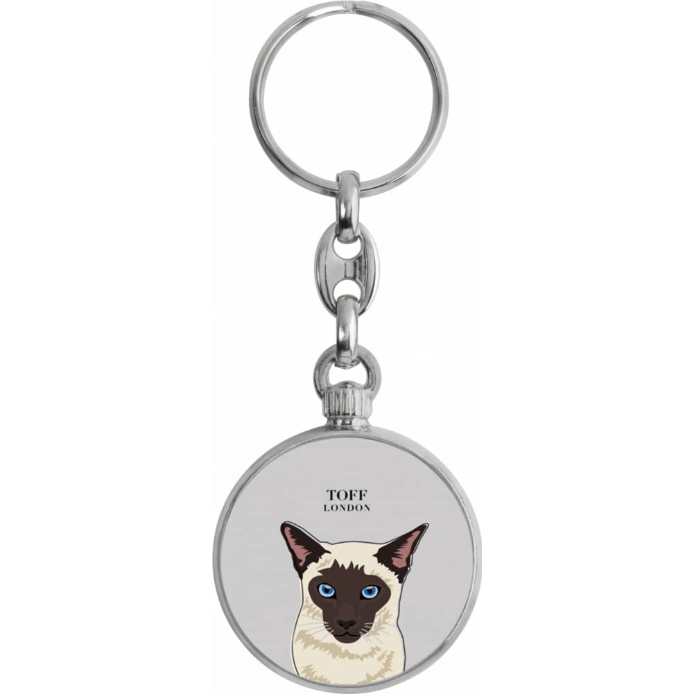 Toff London Beige Siamese Cat Head Keyring
