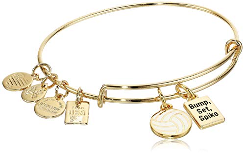 Alex and Ani Team USA Volleyball Duo Charm EWB, SG, dorado brillante, expandible (AS20EBUS02SG)
