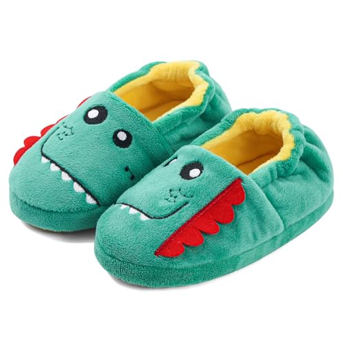 KAKU NANU Kids Slippers Cute Monster Slippers for Boys, Home Non-Slip Rubber Sole Warm Cozy Shoes (Green,7-8 Toddler) at Amazon