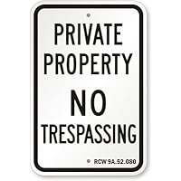 VinMea Private Property - No Trespassing - RCW ¡ì 9A.52.Metal Sign Aluminum Signs 12X18 Inches