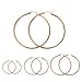 Calors Vitton 4 Pairs a Set Stainless Steel Large Hoop Earrings for Women 30-60mm Gold