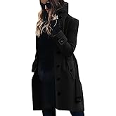 chouyatou Women's Single Breasted Stand Collar Wool Coat Business Casual Midi Long Winter Pea Coat