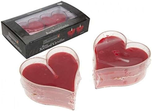 PMS 2PC RED HEART SHAPE SCENTED CANDLES IN HOLDER IN WIN BOX