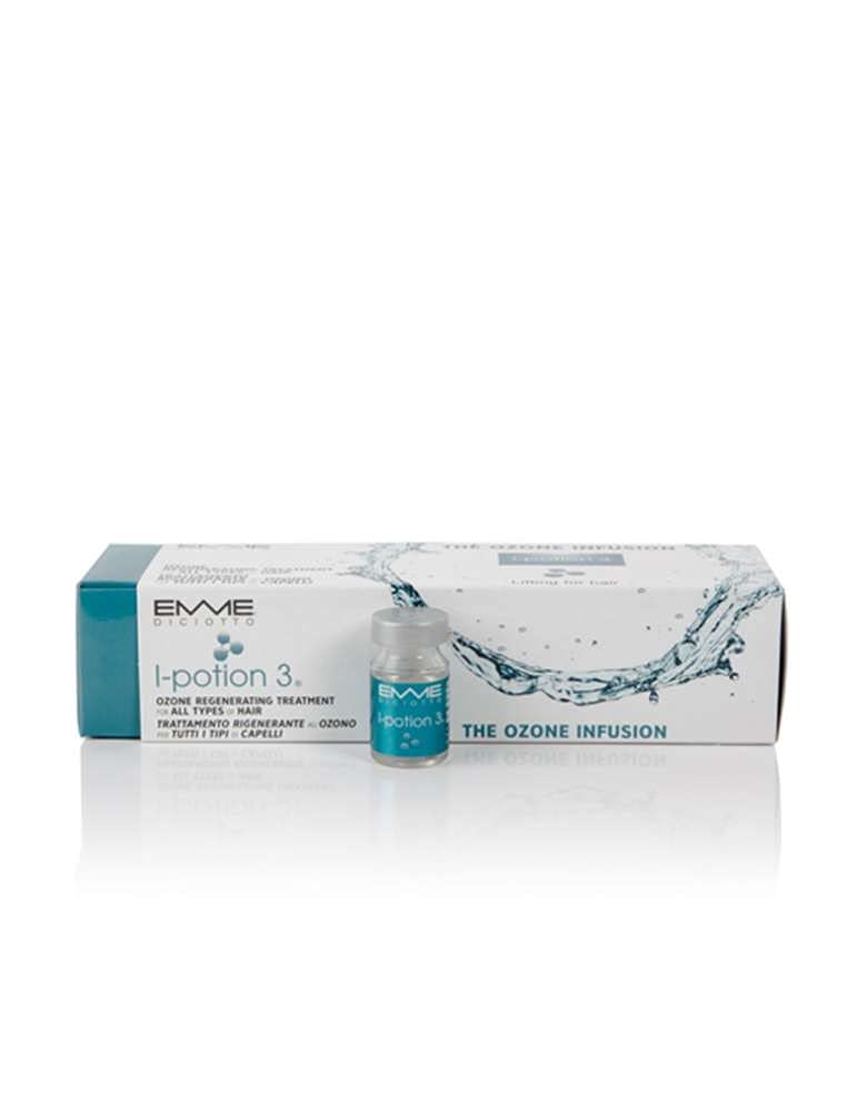 EMMEDICIOTTO i-potion 3 the ozone 8 Ampoules X 10 Ml/0.33 Fl Oz Thanks to the properties of ozone, it gives a new structure to the hair slowing down the aging process.