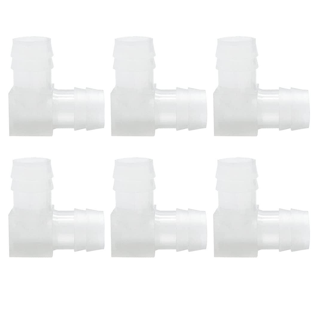 Photo 1 of Metaland 5/16" Hose Barb Elbow Plastic 90 Degree L Right Angle Barbed Fitting (Pack of 6)