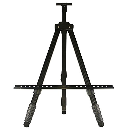 Berland Artist Easel, Black Aluminum Metal Display Easel Stand with Bag for Floor/Table-Top/Flip Charts, Portable Field Art Easels w/ Adjustable Height 22 - 71” for Posters, Kids Painting (2-Pack)