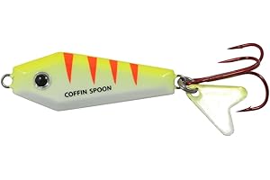 NORTHLAND TACKLE Northland Fishing Tackle Buck-Shot Coffin Ice Fishing Jigging Spoon Lure, Assorted Sizes & Colors for Walleye, Perch, Crappie, & More