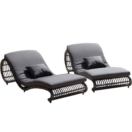 Mulholland Grey Wicker Lounge Chair (Set of 2) from Great Deal