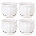 Plant pots - 5.5-inch Cylindrical Ceramic Planters with Connected Saucer, Round Modern Ceramic Garden pots - Succulent Medium-Sized Plant pots Set of 4 (Pure White)