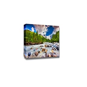 Canvas Prints Wall Art - Beautiful Landscape with Mountain Stream. Georgia, Svaneti | Modern Wall Decor/Home Art Stretched Gallery Canvas Wraps Giclee Print & Ready to Hang - 12" x 18"