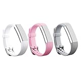 I-SMILE 3PCS Newest Replacement Wristband With Secure Clasps for Fitbit Alta Only(No tracker, Replacement Bands Only) (White&Grey&Nude Pink)