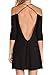 Persun Women's Black Cold Shoulder Cross Backless Spaghetti Strap Mini Dress