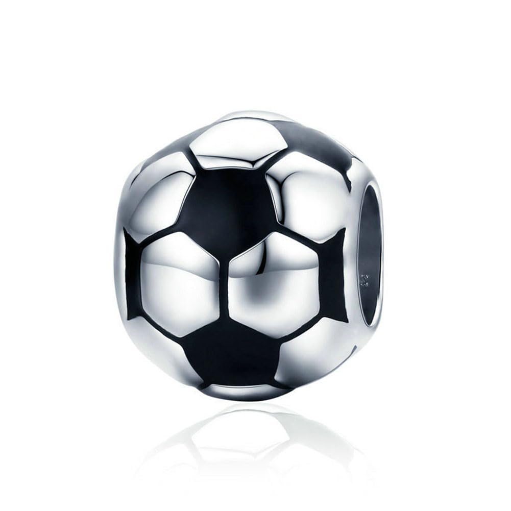 Football Charm 925 Sterling Silver Sport Charm Birthday Charm for Pandora Charm Bracelet (Football)