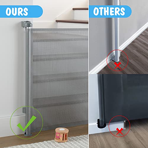 Cumbor Retractable Baby Gates for Stairs, Mesh Pet Gate 33" Tall, Extends to 55" Wide, Extra
