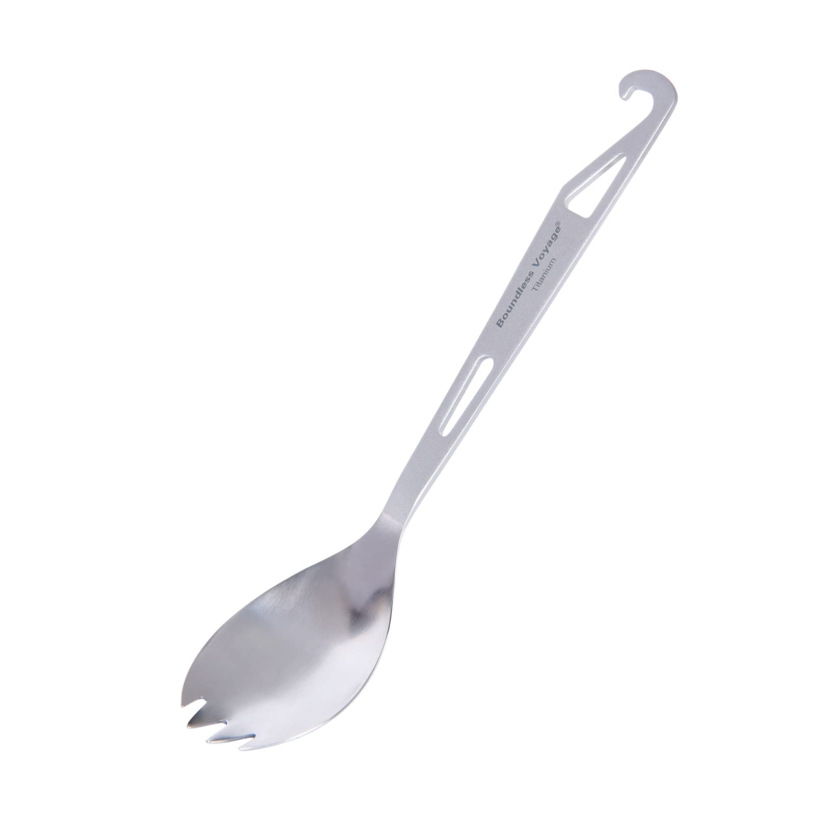 iBasingo 3 in 1 Titanium Dinner Spork with Polished Bowl Ultralight Cutlery with Opener Travel Backpacking Hiking Camping Portable Tableware Indoor Outdoor Durable Flatware Ti1057T