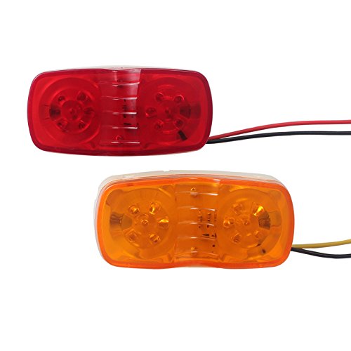 Justech 14pcs Amber/Red LED Trailer Truck Side Marker Light Clearance Indicator Tiger Eye Lamp - Thumbnail 3