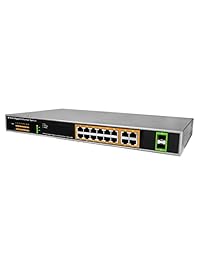 BV Tech bv sw1600g, 16 port Rackmount Gigabit PoE Switch, PoE de alta potencia de salida Max 250 W, 802.3 af at Plus estándar