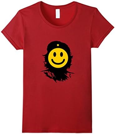 Womens Che Guevara Smiley T-Shirt Medium Cranberry