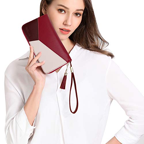 Wallets for Women with Multiple Card Slots and Roomy Compartment (Wristlet Type - Red)