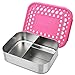LunchBots Medium Trio II Snack Container - Divided Stainless Steel Food Container - Three Sections for Snacks On the Go - Eco-Friendly, Dishwasher Safe, BPA-Free - Stainless Lid - Pink Dots