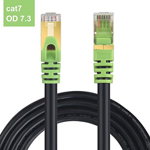 Outdoor Cat 7 Ethernet Cable 20ft, 26AWG Heavy-Duty Cat7 Networking Cord Patch Cable RJ45 Transmission Speed 10GbpsTransmission Bandwidth 600Mhz LAN Wire Cable STP Waterproof Direct Burial (20FT)