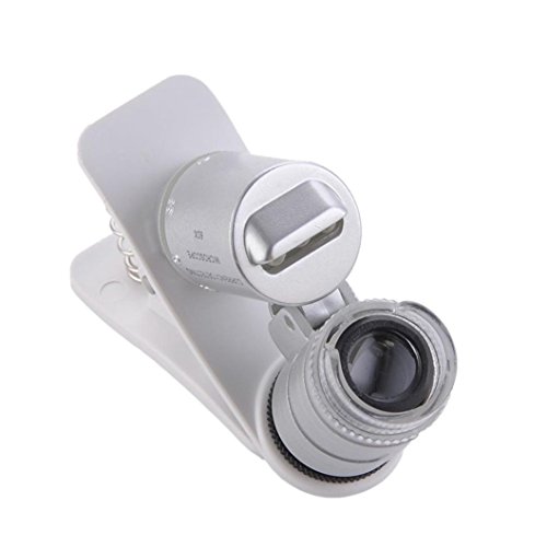 AutumnFall Magnifier,9882W 60X Magnifying Universal Mobile Phone LED Microscope Magnifier with Clip (Silver) - Thumbnail 5