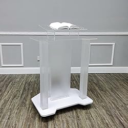 FixtureDisplays® Acrylic Podium Wood Pulpit Large