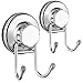 SANNO Double Hooks Suction Cups Vacuum Hook for Flat Smooth Wall Surface Towel Robe Bathroom Kitchen Shower Bath Coat,NeverRust Stainless Steel (2 Pack)