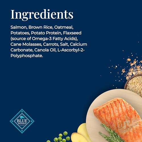 BLUE BUFFALO BASICS CRUNCHY DOG BISCUITS FOR SKIN & STOMACH CARE, LIMITED INGREDIENT DIET DOG TREATS, SALMON & POTATO RECIPE, 6-OZ. BAG