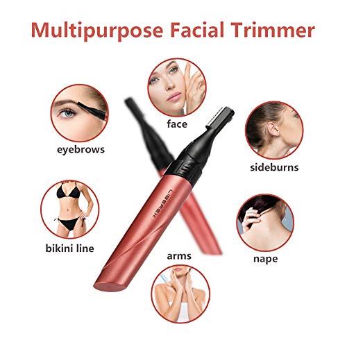 Women Eyebrow Precision Trimmer - Liberex Lady Facial Peach Fuzz Shaver Electric Razor Remover Kit for Brows Face Body, Painless Instant Hair Removal, Battery Operated