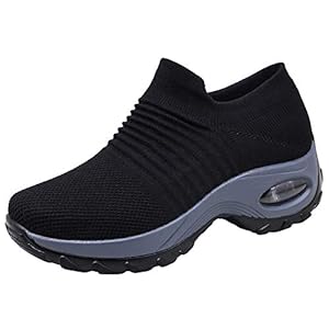 Womens Running Sports Shoes Air Shock Absorbing Mesh Lightweight Breathable Gym Walking Sneakers Breathable Slip On Trainers Black Gray Purple Red White 3-10 UK (35-44 EU)