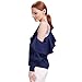 BELLA PHILOSOPHY Women's Chiffon Blouse Shirt With Halter Cami Off Shoulder Ruffles Flounce Long Sleeve Details … (XL, Navy Blue)